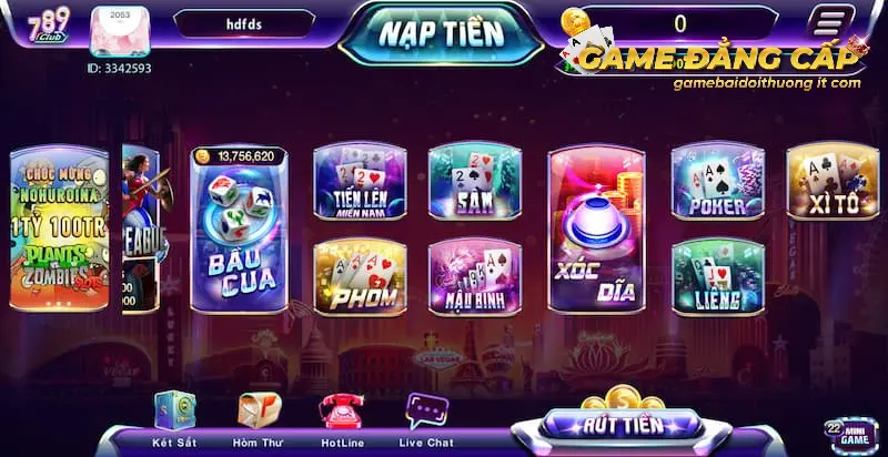 Vô vàn game bài đổi thưởng hấp dẫn tại 789club